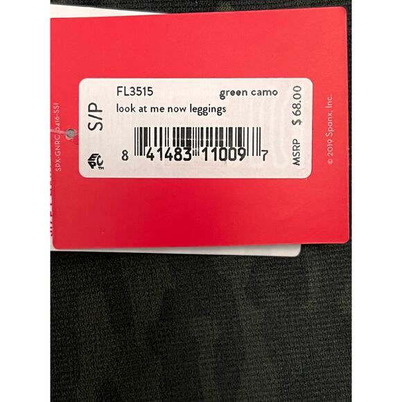 Spanx Look at Me Now Seamless Legging Sz S Green Camo High Waist Shaping Pull On - Picture 5 of 9